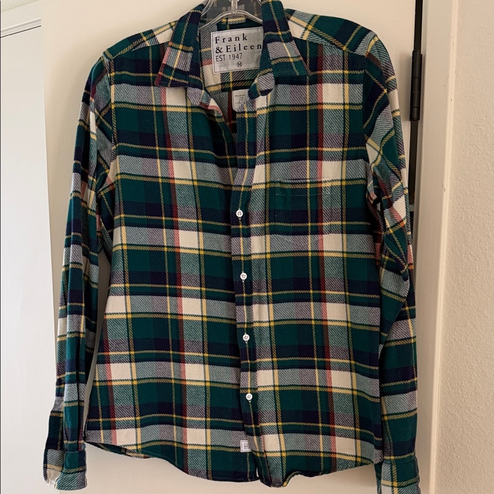 Frank & Eileen Barry Green Plaid Long-Sleeve Button-Down Flannel Medium